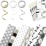 Reversible Wrapping Paper with Ribbon & Gift Tag Stickers