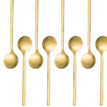 Pack of 8, Gold Plated Stainless Steel Espresso Spoons