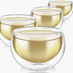 Teabloom 4 Double Wall Glass Cups